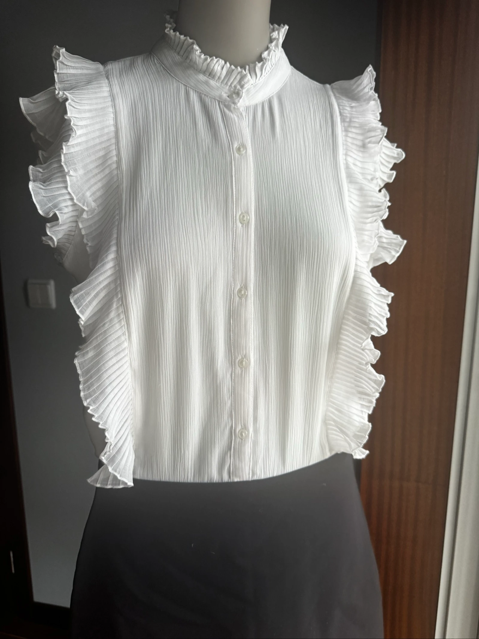 Vestido Formal Zara Trafaluc M | Negro y Blanco | Elegante | Volantes | Oficina & Eventos – photo 2